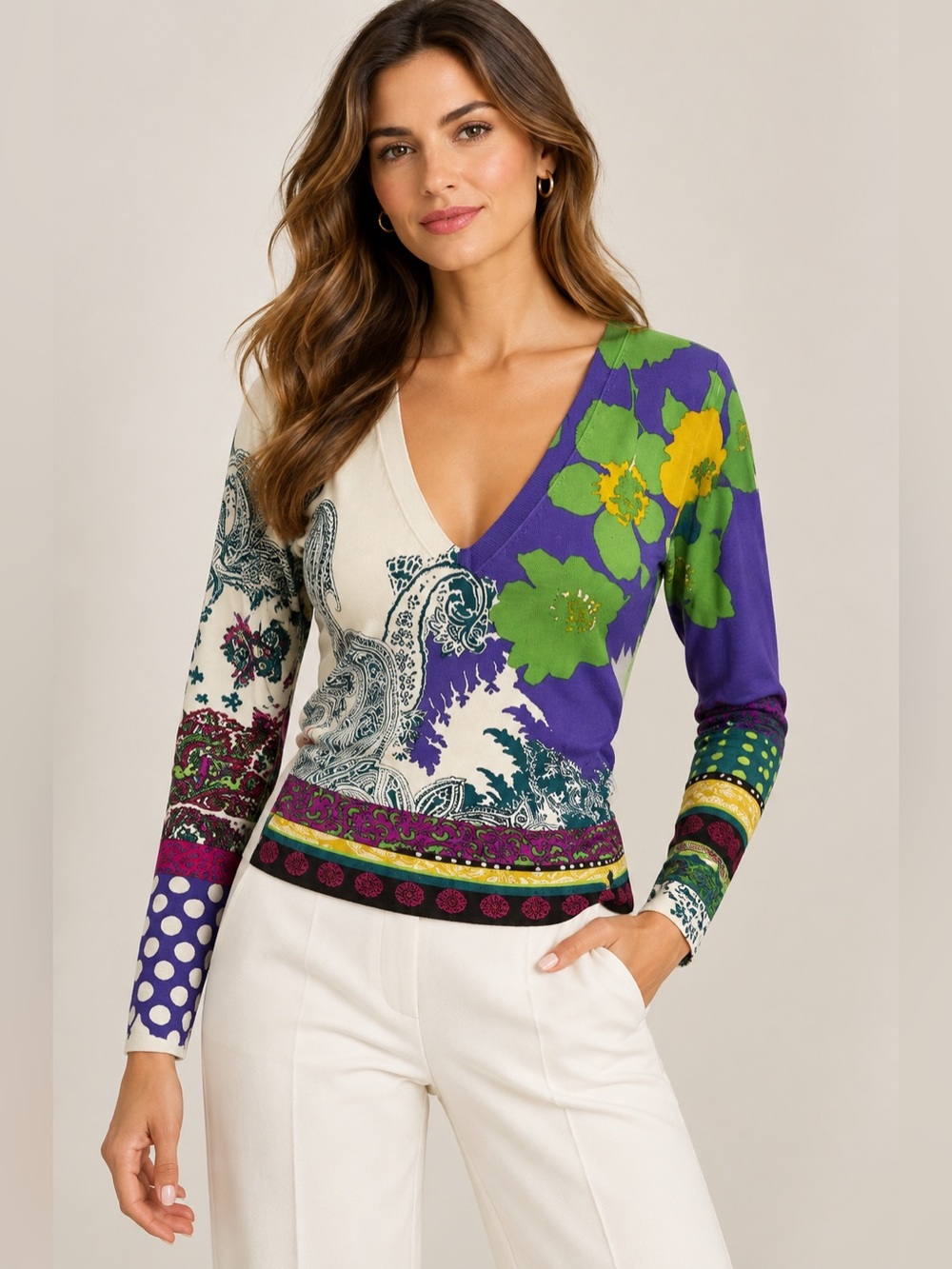 Etro Multicolor Silk Blend Top